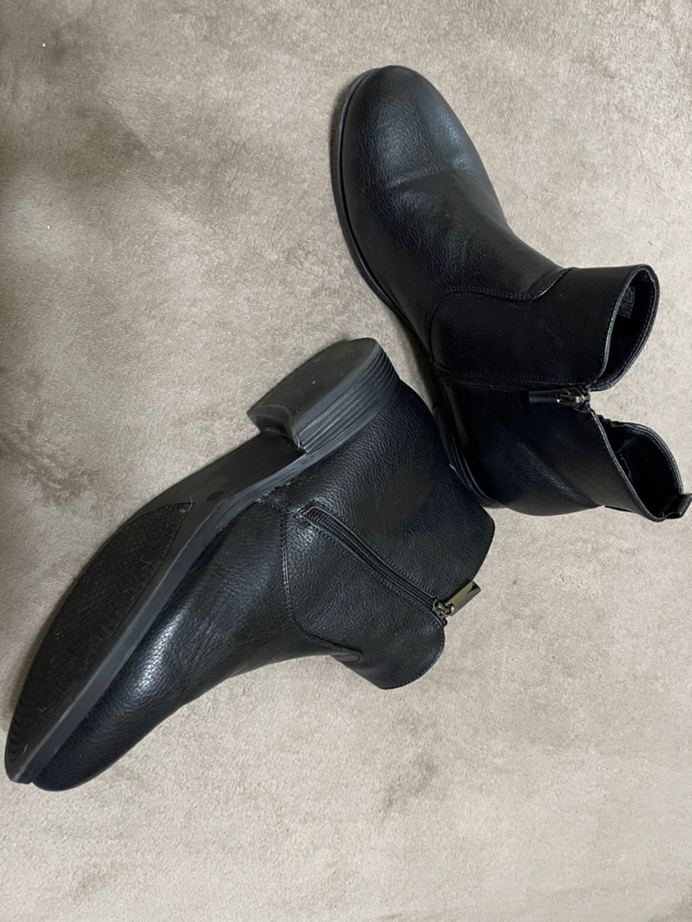 Women’s Black Ankle Boots with Side Zip size 12w